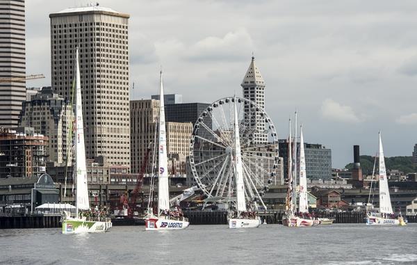 Clipper Race fleet in Parade of Sail by Seattle Waterfront photo copyright Clipper Ventures taken at  and featuring the Clipper Ventures class