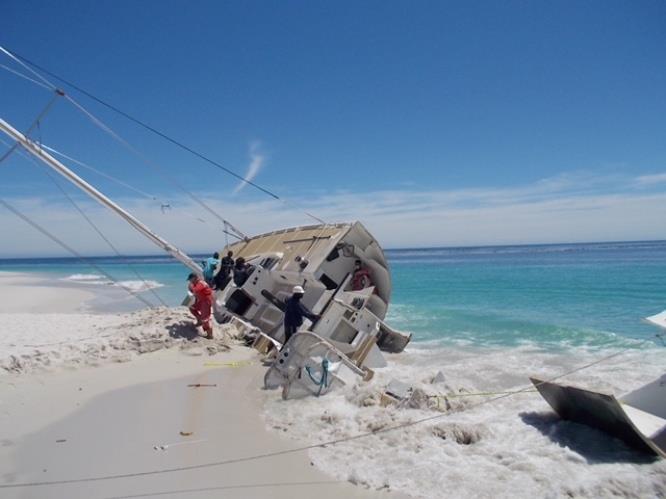 CV24 removal - Cutting the hull aft section - photo © Clipper Ventures