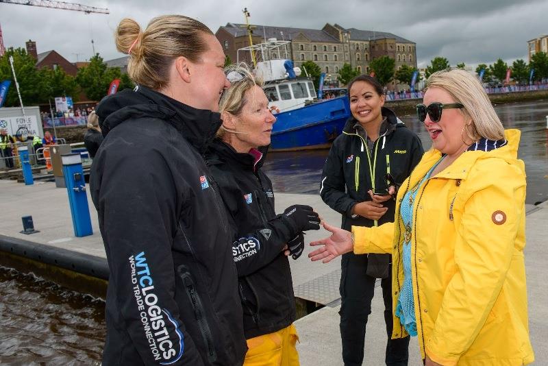 Mel and Jasmine meeting The Mayor in Derry~Londonderry, Northern Ireland - photo © Clipper Race
