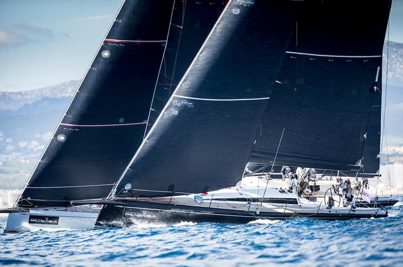 Palma Vela- ClubSwan 50, Earlybird with skipper Hendrik Brandis and team swept her fleet winning the title, and Morten Kielland's Mathilde placed 2nd overall, shown here battling with OneGroup's Stefan Heidenreich who finished third.  - photo © Maria Muina/Sail Racing Palma Vela