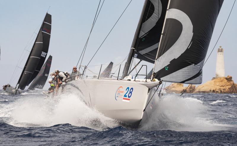 Moonlight, winner of the day in the ClubSwan 50 class, rounds Monaci island, The Nations Trophy - Swan One Design photo copyright ClubSwan / Studio Borlenghi taken at Yacht Club Costa Smeralda and featuring the ClubSwan 50 class