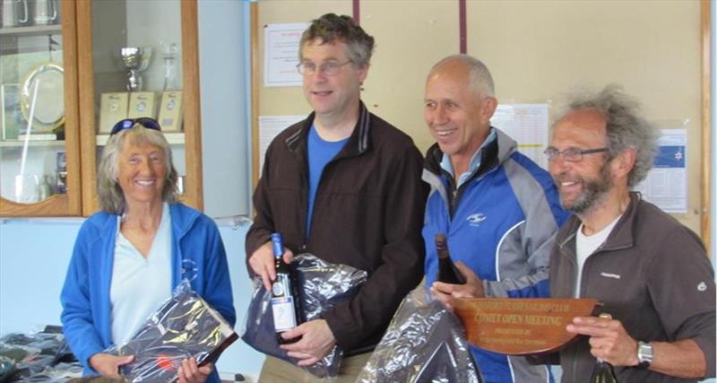 Winsford Flash Comet Open (l-r) Rosemarie Benson, Chris Robinson, Pete Coop, Eddie Pope photo copyright Brian Herring taken at Winsford Flash Sailing Club and featuring the Comet class