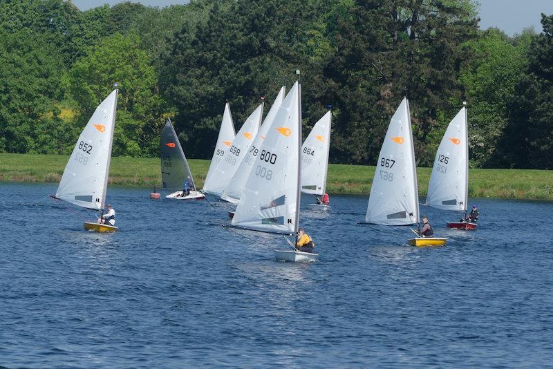 Henry leading the fleet - Comet open meeting at Shustoke photo copyright Norah Jaggers taken at Shustoke Sailing Club and featuring the Comet class