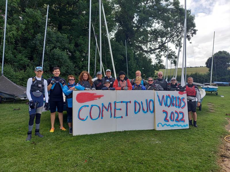 Comet Duo 2022 'Worlds' and Nationals at Cransley photo copyright Nigel Austin, Cave Ellson & Lu Stevenson taken at Cransley Sailing Club and featuring the Comet Duo class