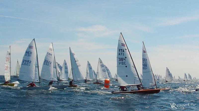 Tight racing at the 2017 Contender Worlds photo copyright VRsport.tv taken at Sønderborg Yacht Club and featuring the Contender class