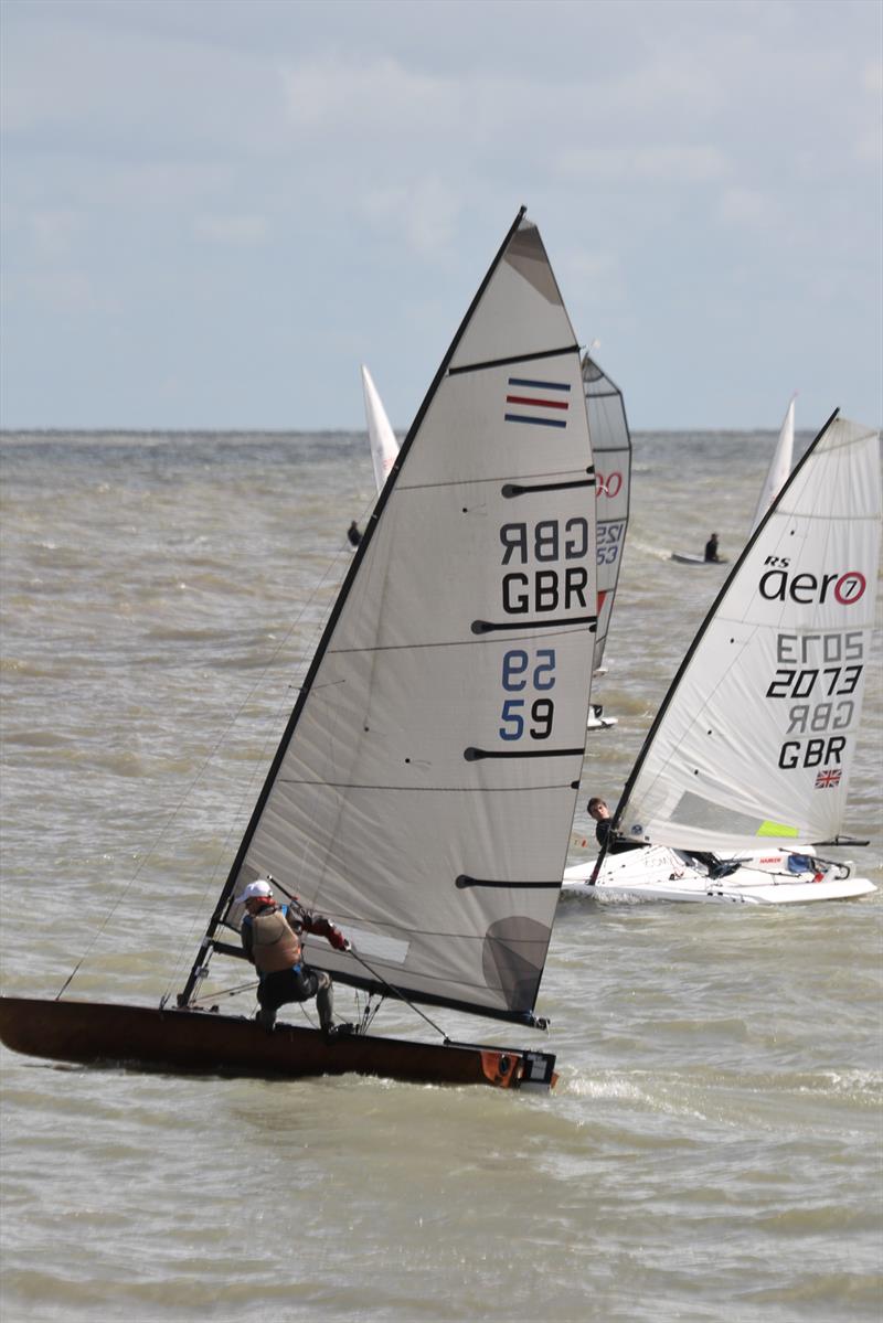 Dave Adams (59) caught on port tack by Pierce Seward (2073) during the Dyson Dash photo copyright Adrian Trice taken at Broadstairs Sailing Club and featuring the Contender class