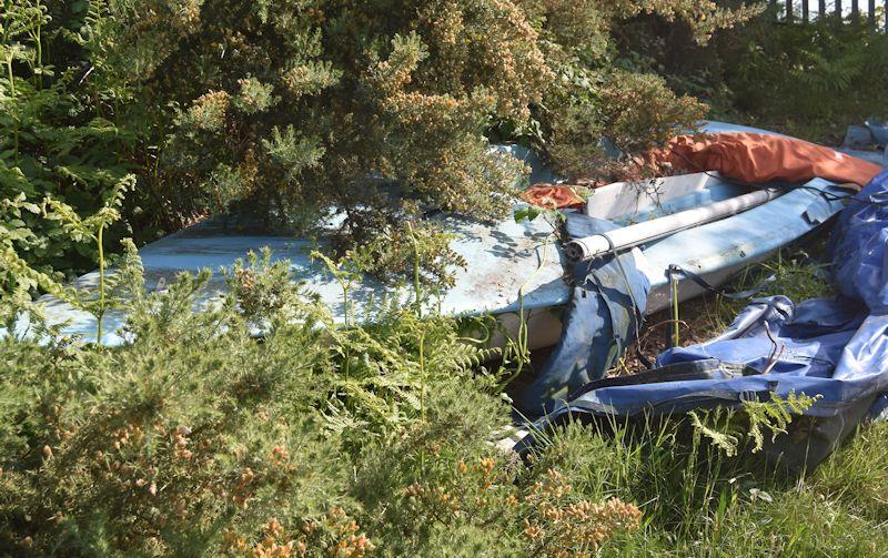 The brambles and gorse may have all but claimed this boat as part of the scenery, but it will soon be cleared away  - photo © David Henshall