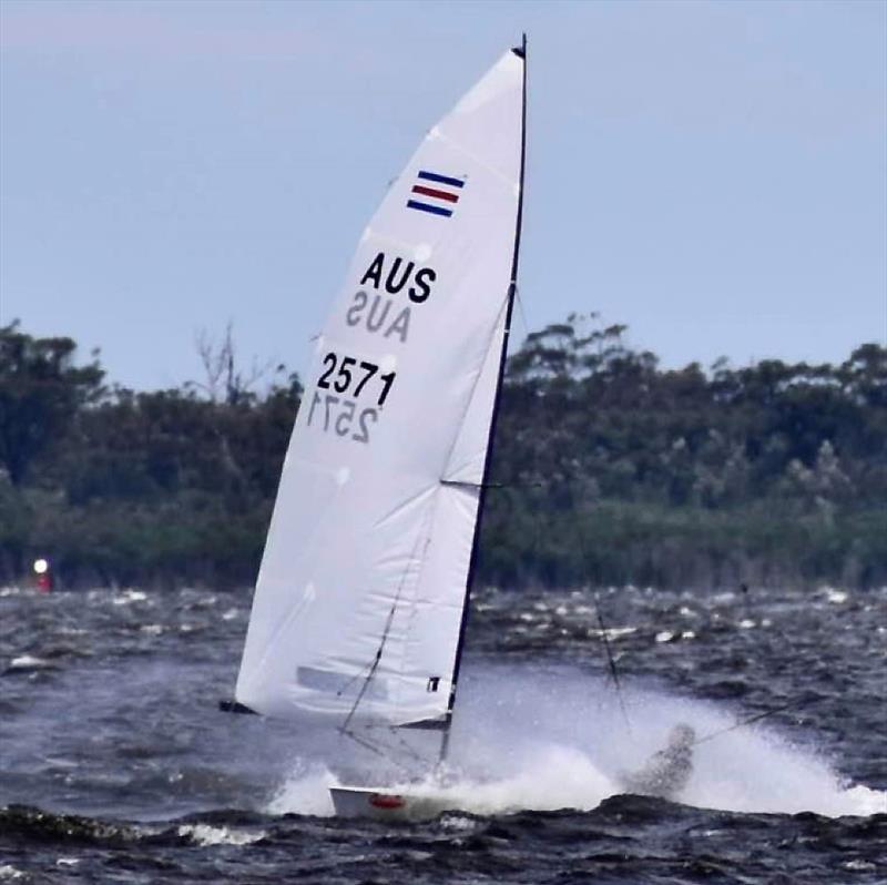 Wet for Lachlan Imeneo photo copyright Bentley Conn taken at Gippsland Lakes Yacht Club and featuring the Contender class