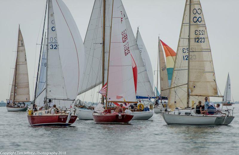 Contessa 26s and Folkboats coax the wind on the first leg of day 5 of Cowes Classics Week photo copyright Tim Jeffreys Photography taken at Royal London Yacht Club and featuring the Contessa 26 class