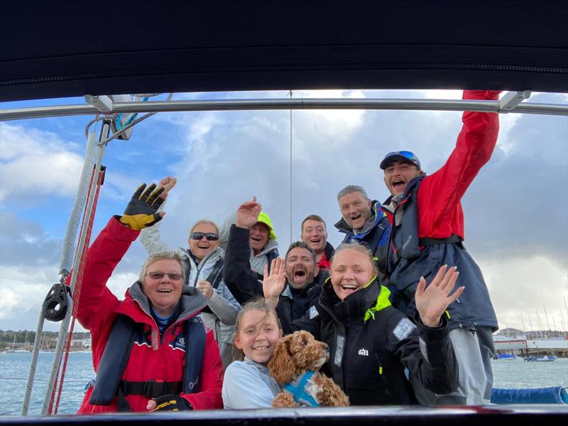 The team on Andaxi, both racing and shore-based crew, celebrate winning the Contessa 32 Nationals at Cowes photo copyright Donna Rouse-Collen taken at Royal Ocean Racing Club and featuring the Contessa 32 class