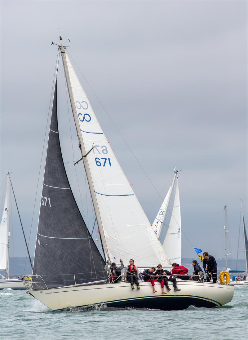 Contessa 32 fleet on Day 2 of Cowes Week 2025 photo copyright Martin Augustus / www.sailingimages.co.uk taken at Cowes Combined Clubs and featuring the Contessa 32 class