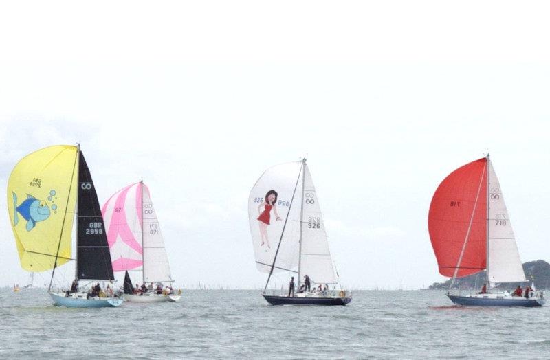 Corafin, Mary Rose Tudor, English Rose and Carinosa in close racing on Friday - Contessa 32 class at Cowes Week - photo © Rob Hamlett