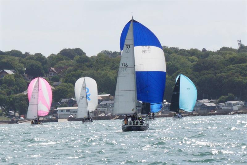 The leading boats heading for the island shore - Contessa 32 class at Cowes Week - photo © Rob Hamlett
