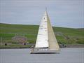 Serenity in full sail reaching the line at Lerwick at the end of leg 1 of the Bergen Shetland Race © John Anderson