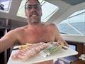An albacore sashimi tray for the cockpit - Blue Moon II circumnavigation &copy; Tristan Gourlay