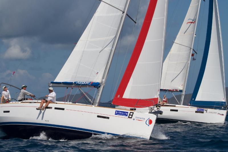 Team Merlin on the Sunsail 41 Team Merlin-Sohcahtoa is in first place in Bareboat 3 on day 2 of the BVI Spring Regatta photo copyright BVISR / www.ingridabery.com taken at Royal BVI Yacht Club and featuring the Cruising Yacht class