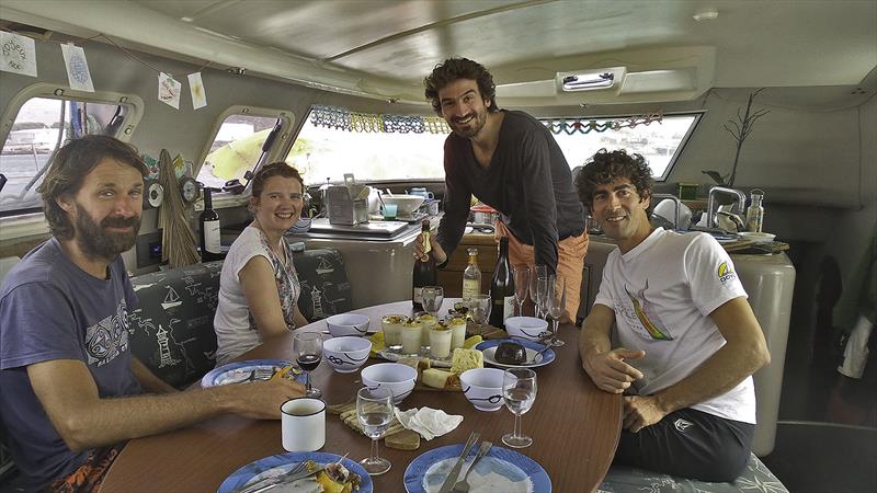Contigo crew and our Christmas lunch guest photo copyright Mission Ocean taken at  and featuring the Cruising Yacht class