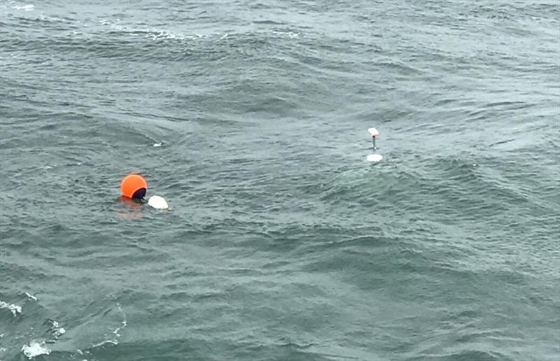 Both drifters in the water shortly after deployment on May 25 - photo © Cassie Stymiest, Gulf of Maine Lobster Foundation