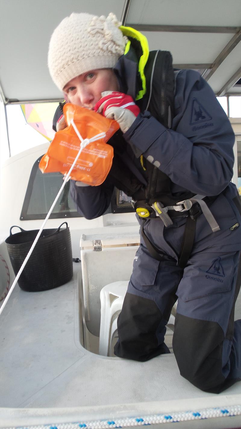 Blowing up the float to hold the plankton net at the surface photo copyright Mission Ocean taken at  and featuring the Cruising Yacht class