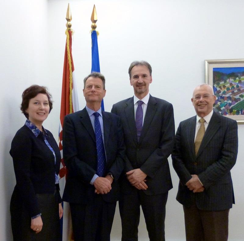 Pictured left to right: Counsellor for Economic affairs, Davorka Žanic-Dražic; Ian Wilson (CA's Regulations and Technical Services Committee); Ambassador Igor Pokaz; and CA Past President Stuart Bradley photo copyright The Cruising Association taken at  and featuring the Cruising Yacht class