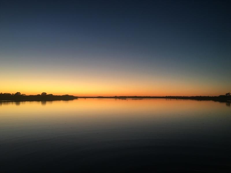 A perfectly still pre-dawn departure from ‘The Well', discovering the joys of flat water cruising on the intra-coastal waterway connecting the Gold Coast with Brisbane - photo © Kristen Anderson