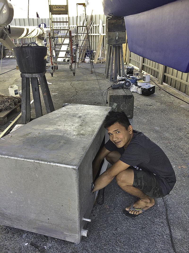 During the water tank modifications in the yard photo copyright Mission Océan taken at  and featuring the Cruising Yacht class