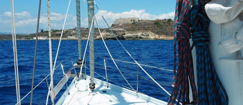 The Morro Fort is on starboard as we approach the entry photo copyright SV Crystal Blues taken at  and featuring the Cruising Yacht class