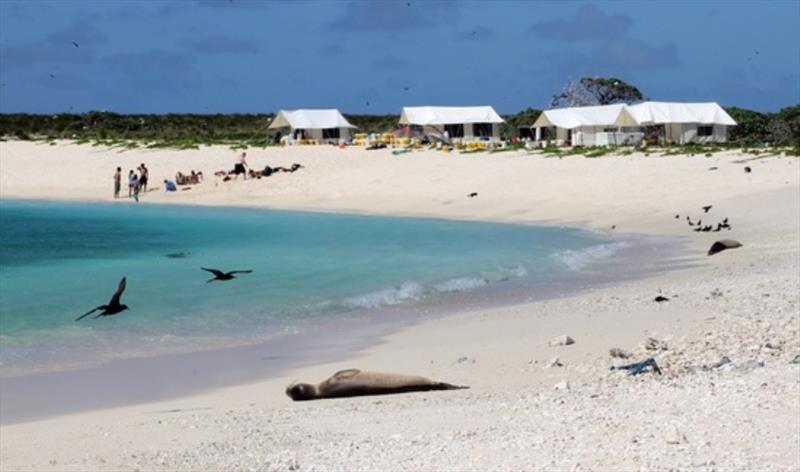 The crew takes a break after setting up camp at Laysan Island - photo © NOAA Fisheries