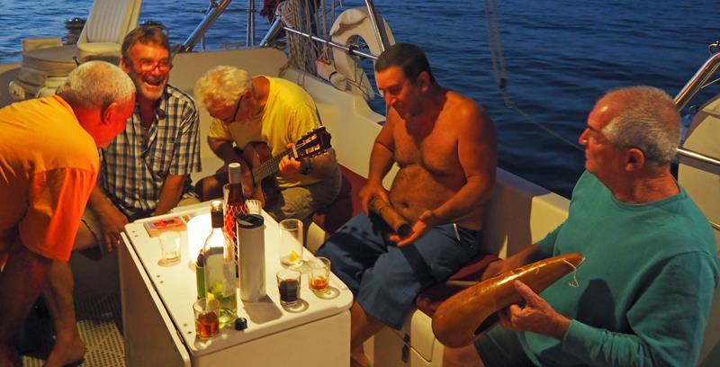 Making music with our fisherman friends photo copyright SV Crystal Blues taken at  and featuring the Cruising Yacht class