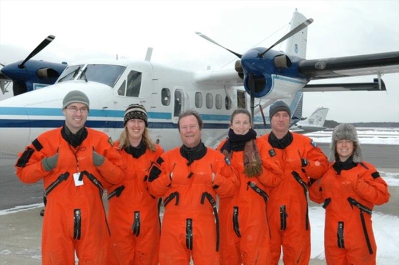 The aerial survey team from NOAA's Northeast Fisheries Science Center in front of the Twin Otter plane. Pictured: Dave Cowan, Allison Henry, Pete Duley, Christin Khan, Tim Cole, and Nicole Cabana photo copyright NOAA Fisheries taken at  and featuring the Cruising Yacht class