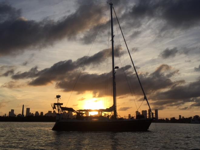 A peaceful night a anchor in Miami A peaceful night a anchor in Miami photo copyright Tricia Nash taken at  and featuring the Cruising Yacht class