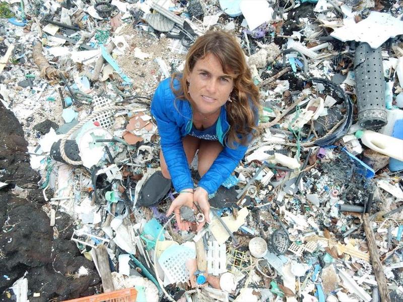 Sarah-Jeanne Royer holding microplastics at Kamilo Point on Big Island photo copyright SOEST IPRC taken at  and featuring the Cruising Yacht class