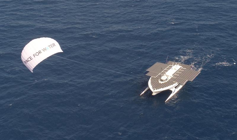 Skysails Yacht towing kite on Race-for-Water in Guadeloupe photo copyright Skysails Yacht taken at  and featuring the Cruising Yacht class