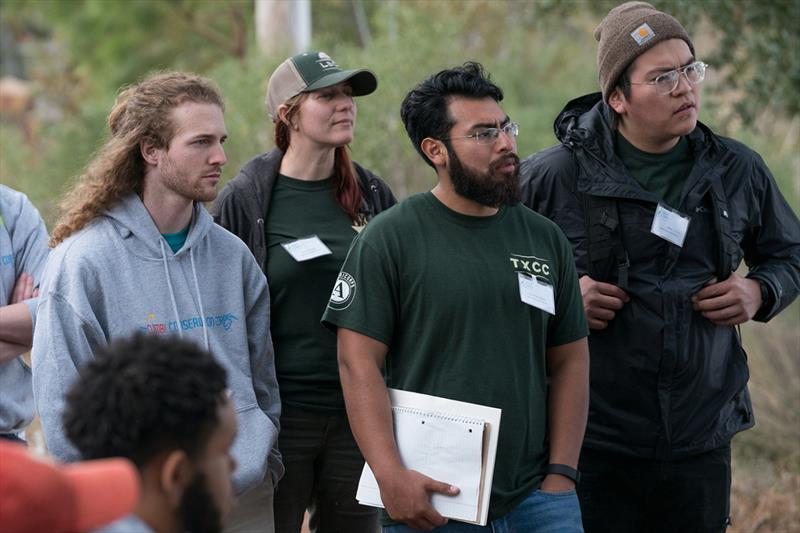 The first cohort of GulfCorps in the field during their first orientation at Camp Beckwith, Alabama. - photo © Devin Ford / TNC