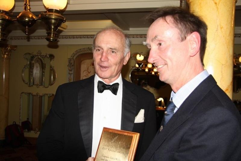 Mervyn Wheatley presenting a special OCC Award to the Master of the QM2, Captain Christopher Wells photo copyright Ocean Cruising Club taken at  and featuring the Cruising Yacht class