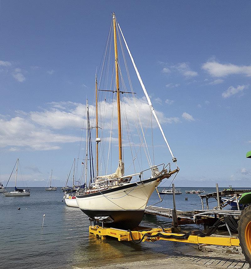 38-tonne and 2m draft haul out hydraulic trailer at Medana Bay Marina, Lombok, Indonesia photo copyright Greg Butchart taken at  and featuring the Cruising Yacht class