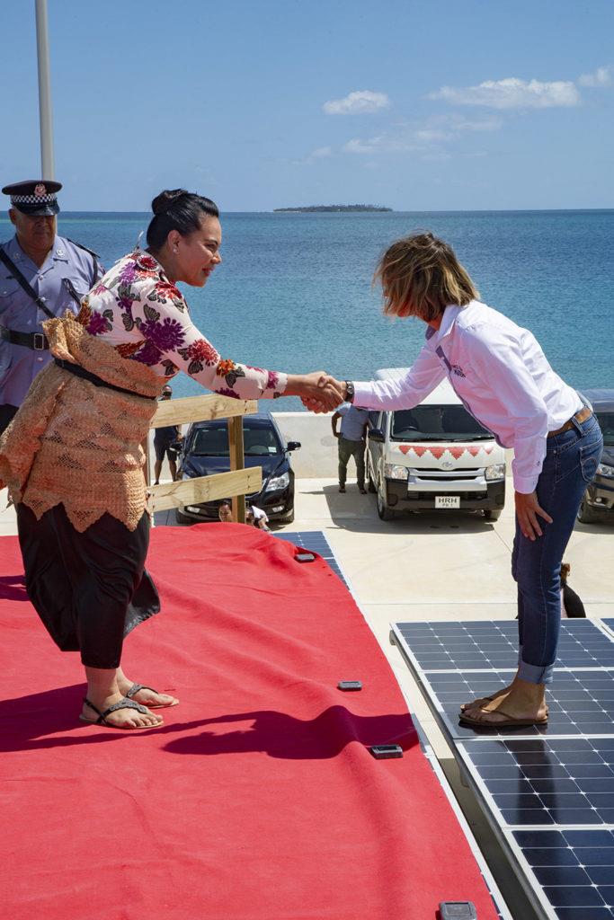 Annelore Le Duff welcoming Hon Frederica Fatafehi O Lapaha Tuita - Race for Water photo copyright Peter Charaf taken at  and featuring the Cruising Yacht class