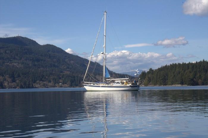 Spruce anchored at Portland Island in the BC Gulf photo copyright Sue & Andy Warman taken at  and featuring the Cruising Yacht class
