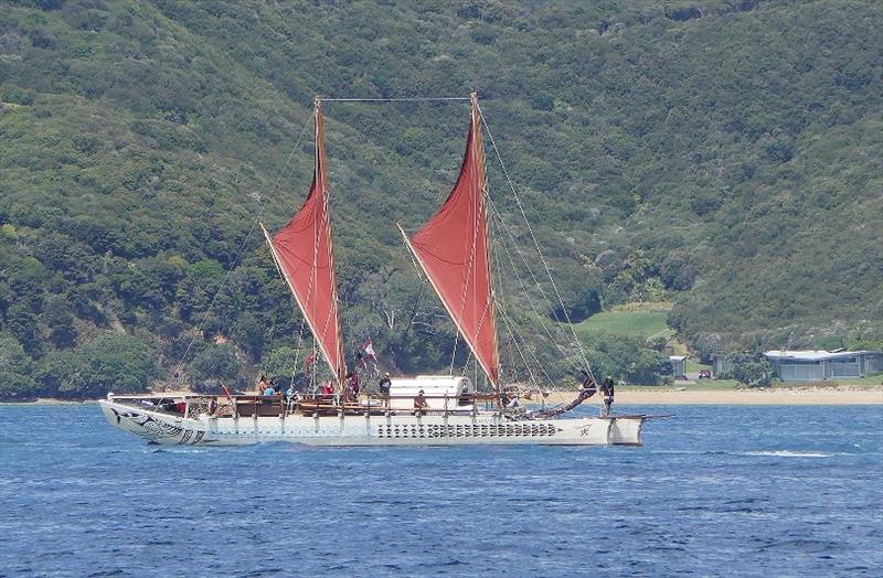 Vaka moana ( Faa Faite Tahiti Voyaging Society) in the Tuia 250 flotilla near Moturua Island photo copyright Lisa Benckhuysen taken at  and featuring the Cruising Yacht class