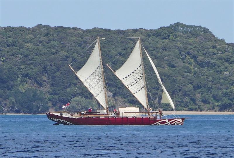 Te Toki Waya Hourua sailing in the Bay of Islands just south of Moturua Island photo copyright Lisa Benckhuysen taken at  and featuring the Cruising Yacht class