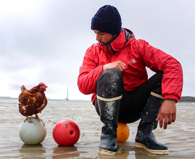 Guirec Soudée and Monique, his pet hen and companion during his impressive five-year cruise photo copyright Guirec Soudée collection taken at Cruising Club of America and featuring the Cruising Yacht class