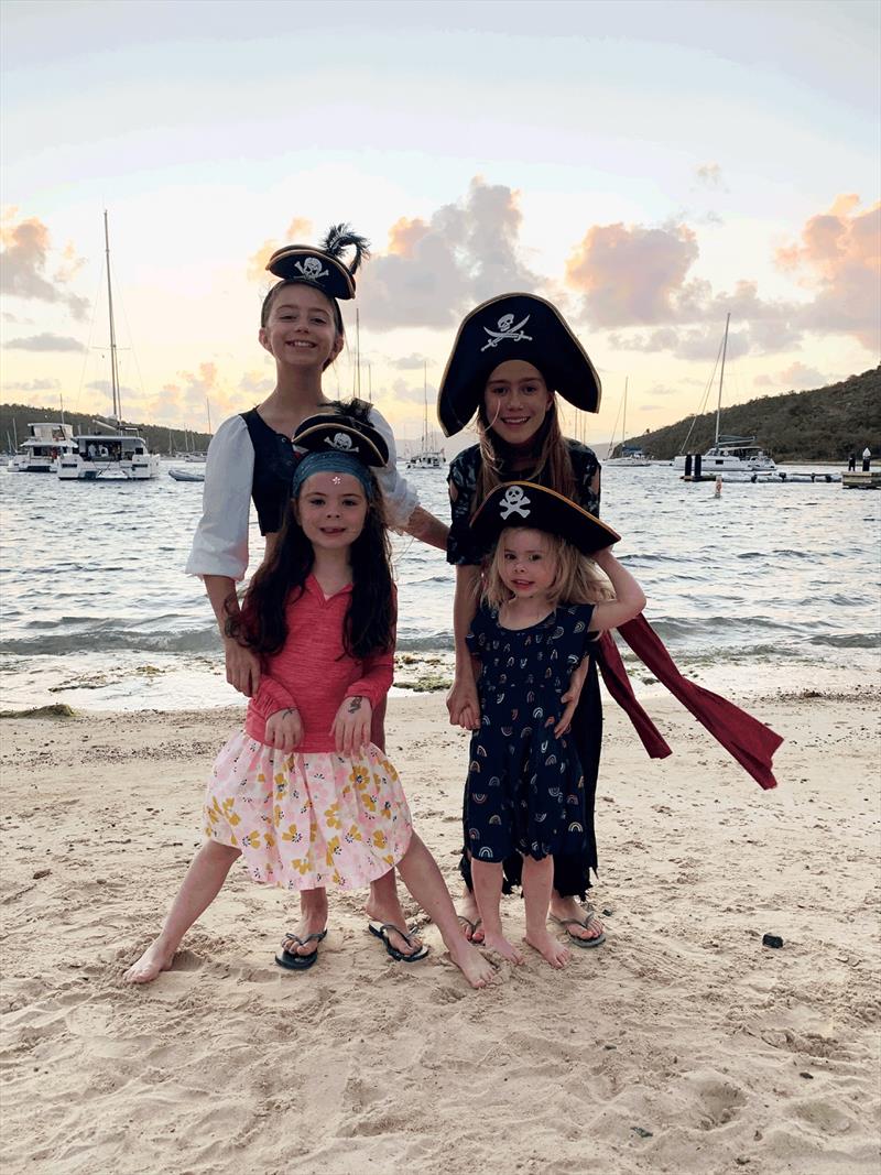 The girls all dressed up and ready for the Pirate Party at Pirate's Bight photo copyright Catherine Guiader taken at  and featuring the Cruising Yacht class