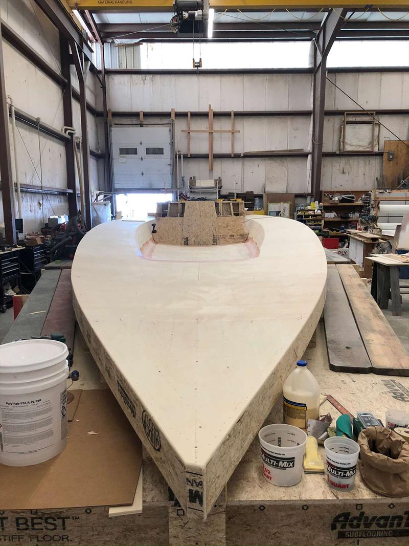 The LM46's composite cabintop and deck will be built from a mold. The first step in creating that mold is building the wooden form photo copyright Lyman-Morse Boatbuilding taken at  and featuring the Cruising Yacht class