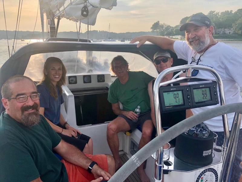 Crew of Avocation relaxing before setting off for the North start line of the Rally photo copyright Courtesy of Avocation taken at  and featuring the Cruising Yacht class