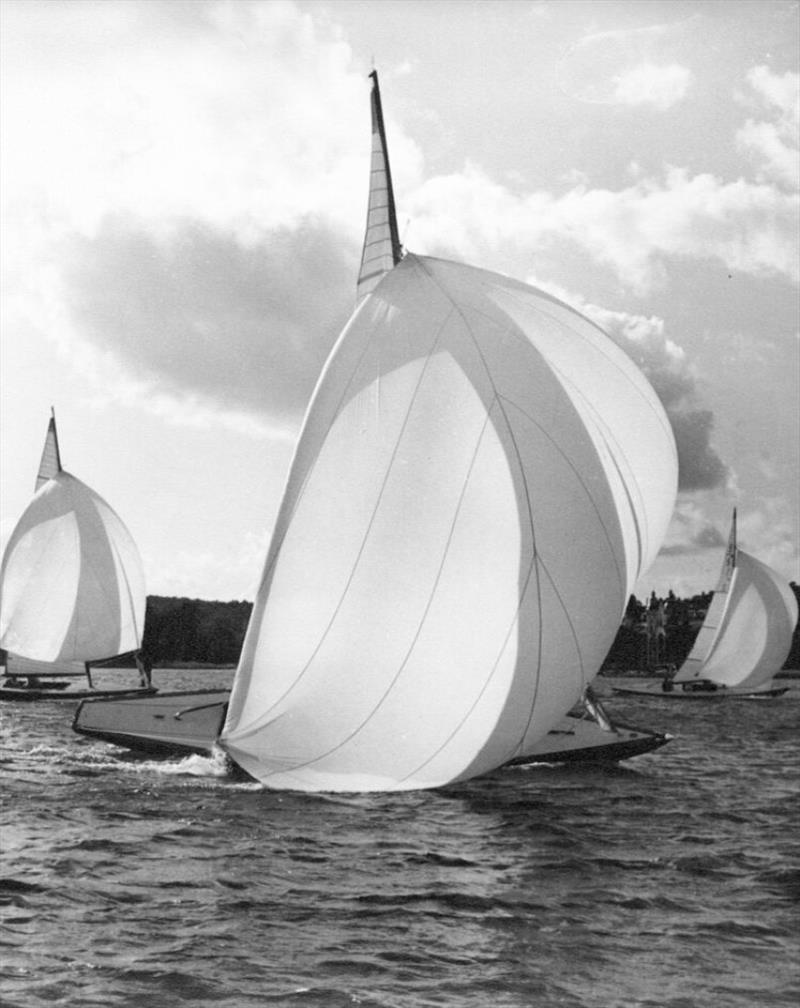 5m lake sailing with shy balloon spinnakers photo copyright Southern Woodenboat Sailing taken at  and featuring the Cruising Yacht class