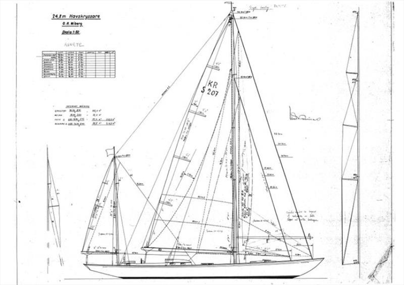 Knud Reimers drawing for 82' Yawl (Agnete) photo copyright Southern Woodenboat Sailing taken at  and featuring the Cruising Yacht class