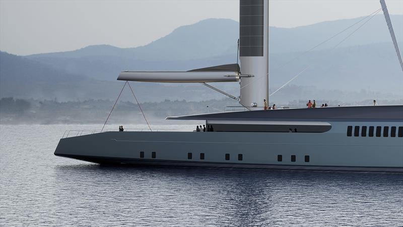 Wing 100 anchored side view photo copyright Royal Huisman taken at  and featuring the Cruising Yacht class