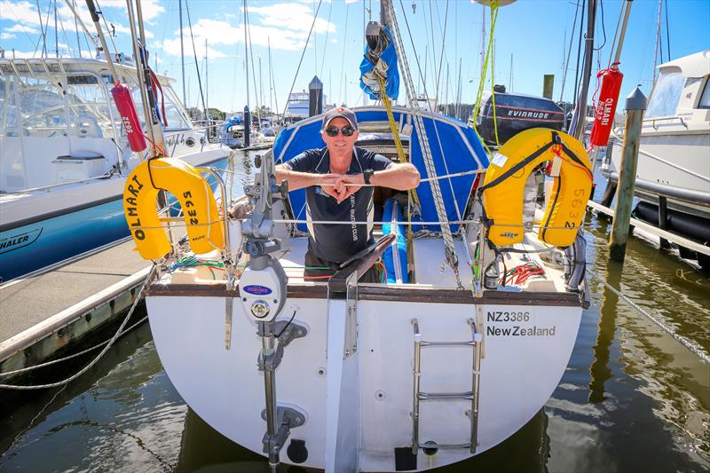 Kerry Kirk - skipper of Olmari - 30' is the smallest boat in the fleet - Pacific Rally 2025 photo copyright Jacob Fewtrell Media taken at  and featuring the Cruising Yacht class