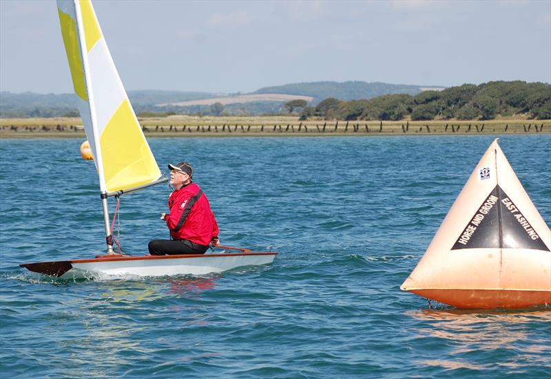 Ian Proctor's son Roger was a core part of the weekend and is seen here sailing the OD11, the boat that would eventually become the Topper (note the shape of the bow transom) at the Bosham Classic Boat Revival 2018 photo copyright Dougal Henshall taken at Bosham Sailing Club and featuring the Classic & Vintage Dinghy class