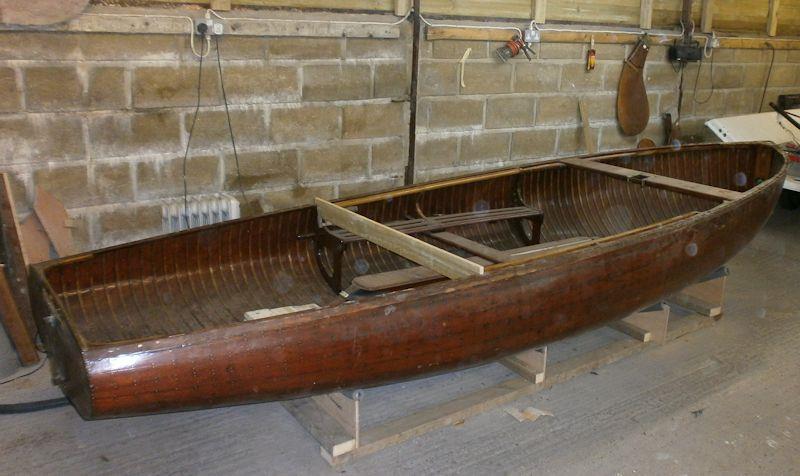 International 14 'Nimbus' - With just a simple brace across the gunwales she was taken from storage to the workshop where the restoration could begin photo copyright Simon Hipkin taken at Waveney & Oulton Broad Yacht Club and featuring the Classic & Vintage Dinghy class